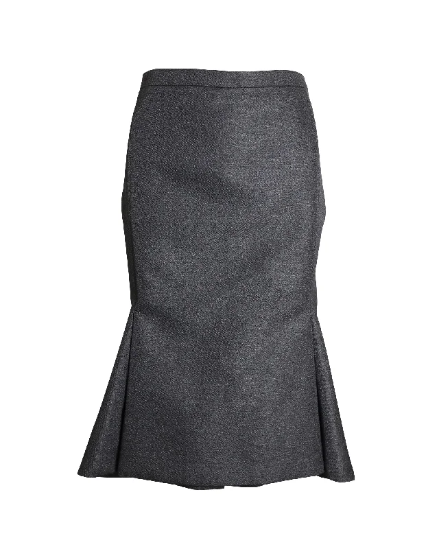 Balenciaga Fit-and-Flare Skirt in Grey Wool