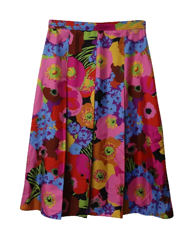 Gucci X Ken Scott Pleated Skirt in Floral Print Silk