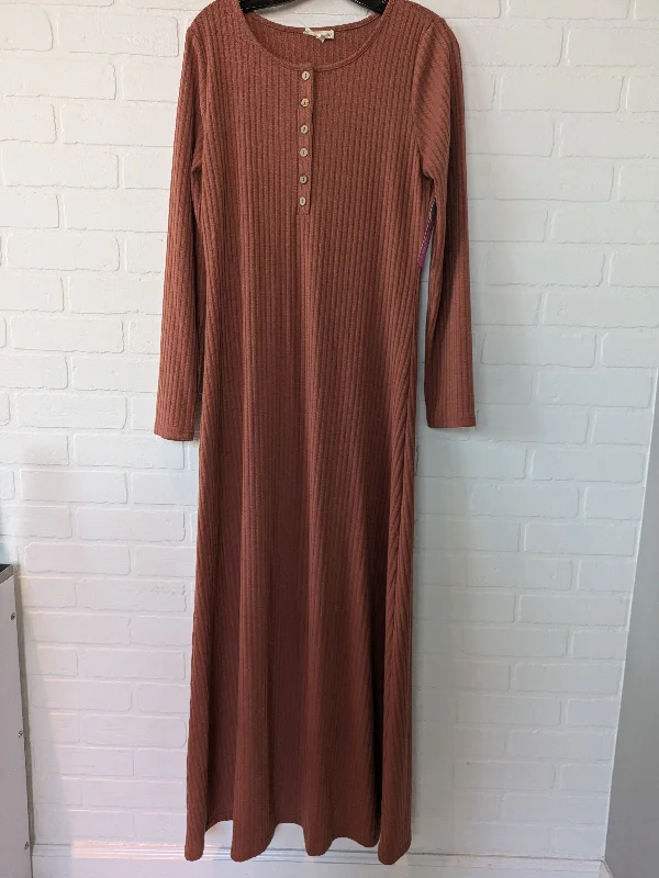 Orange Dress Casual Maxi Main Strip, Size L